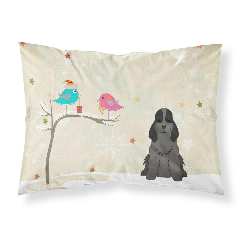 Christmas Presents between Friends Cocker Spaniel Black Fabric Standard Pillowcase  Artistic Decorative Front, White Back BB2564PILLOWCASE