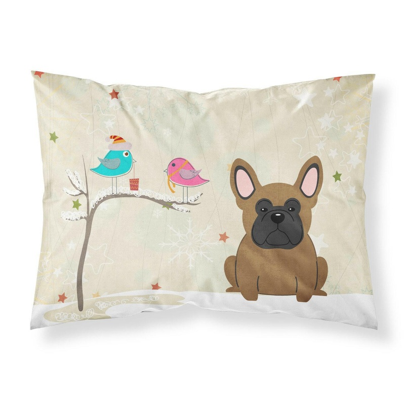 Christmas Presents between Friends French Bulldog Brown Fabric Standard Pillowcase  Artistic Decorative Front, White Back BB2485PILLOWCASE