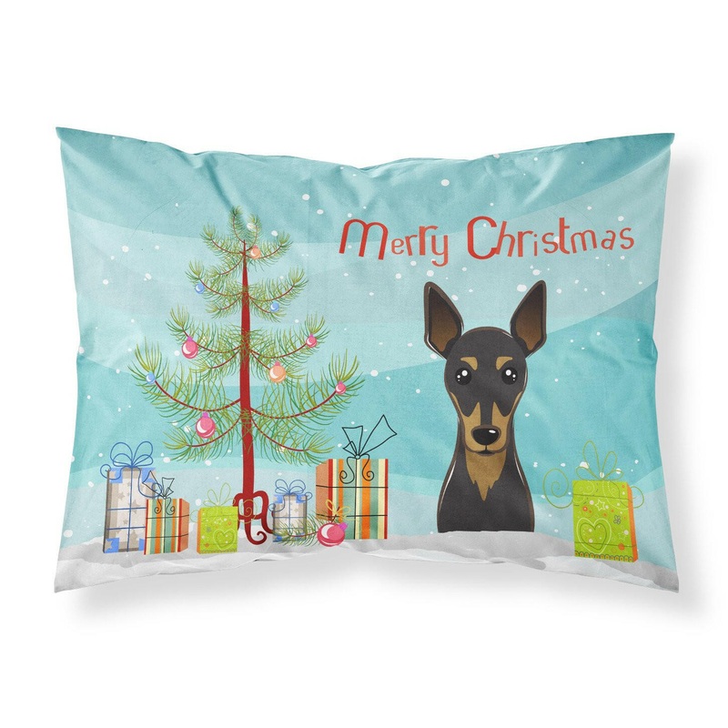 Christmas Tree and Min Pin Fabric Standard Pillowcase  Artistic Decorative Front, White Back BB1612PILLOWCASE
