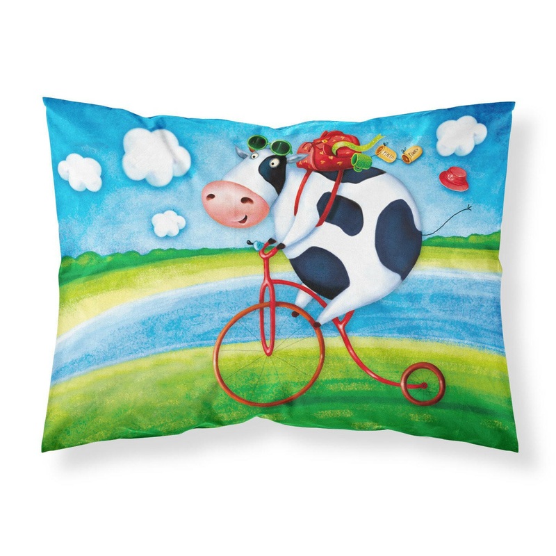 Cow riding Bicycle Fabric Standard Pillowcase  Artistic Decorative Front, White Back APH0076PILLOWCASE