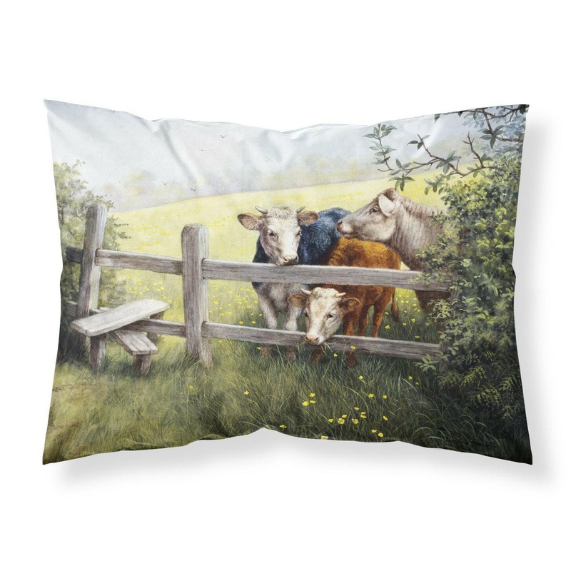 Cows in a Buttercup Meadow Fabric Standard Pillowcase  Artistic Decorative Front, White Back BDBA0103PILLOWCASE
