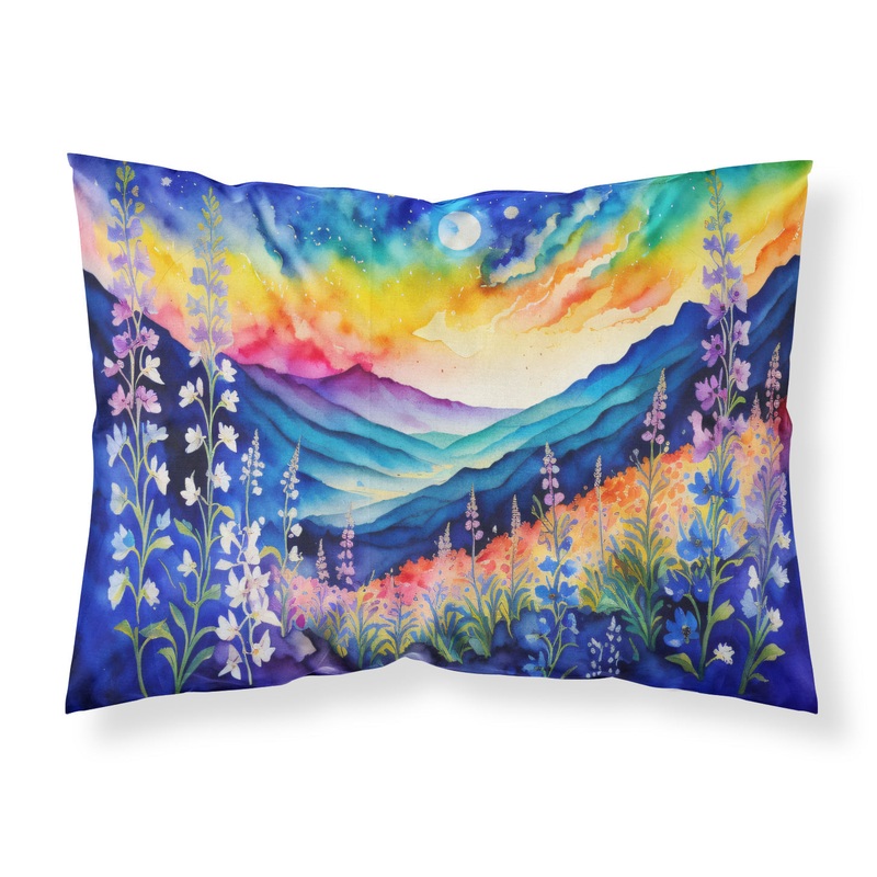 Delphinium in Color Fabric Standard Pillowcase  Artistic Decorative Front, White Back
