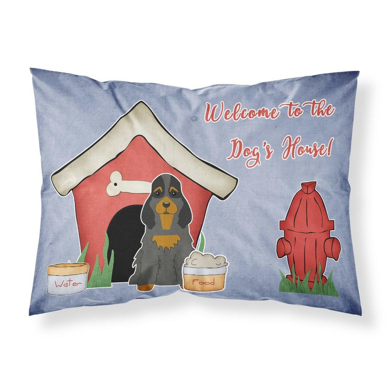 Dog House Collection Cocker Spaniel Black Tan Fabric Standard Pillowcase  Artistic Decorative Front, White Back BB2847PILLOWCASE