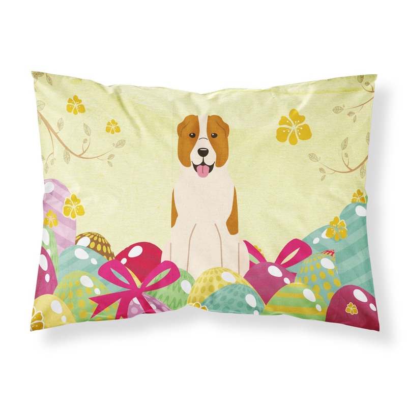Easter Eggs Central Asian Shepherd Dog Fabric Standard Pillowcase  Artistic Decorative Front, White Back BB6049PILLOWCASE