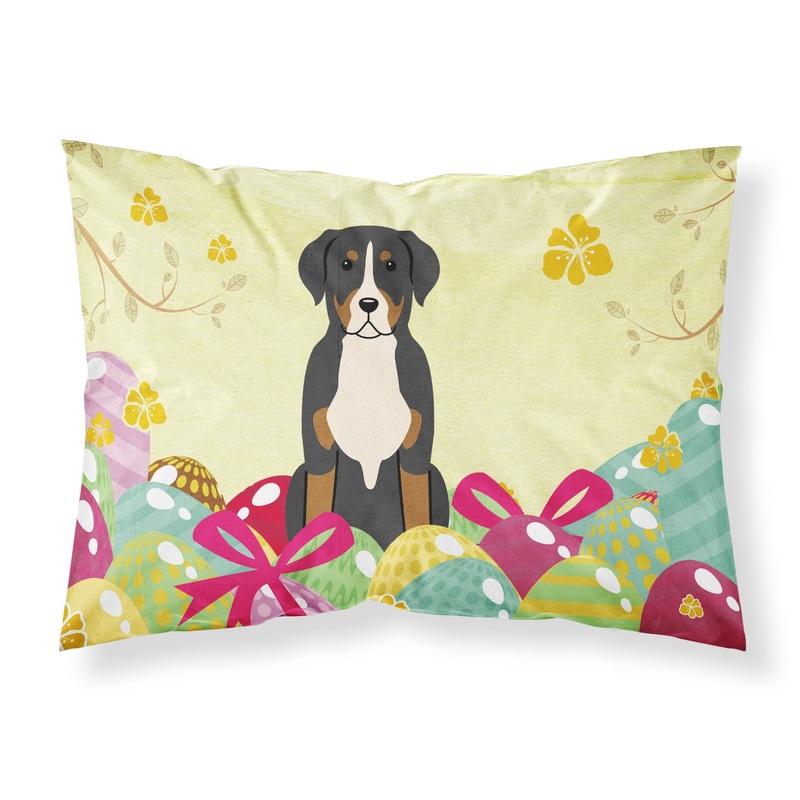 Easter Eggs Greater Swiss Mountain Dog Fabric Standard Pillowcase  Artistic Decorative Front, White Back BB6037PILLOWCASE