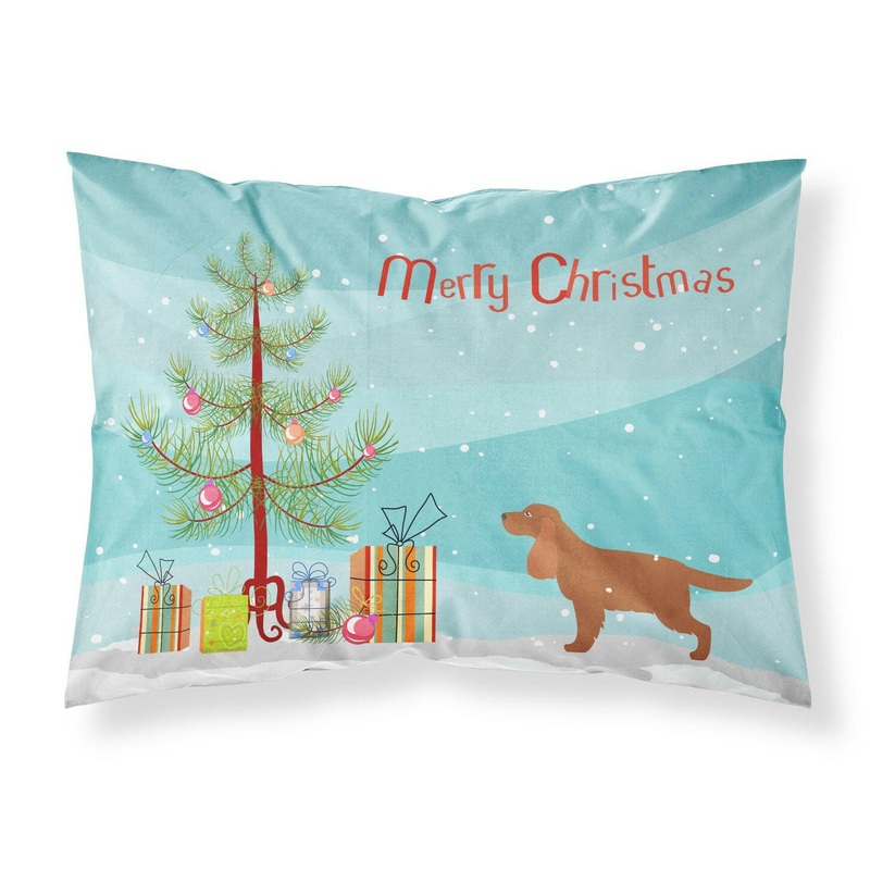 English Cocker Spaniel Merry Christmas Tree Fabric Standard Pillowcase  Artistic Decorative Front, White Back BB2930PILLOWCASE
