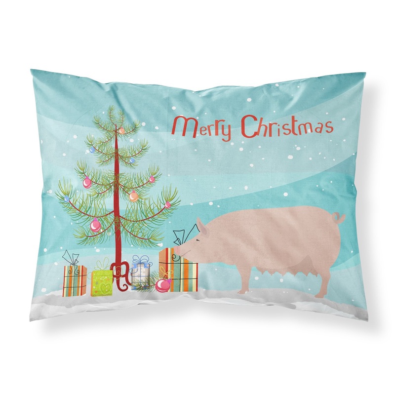 English Large White Pig Christmas Fabric Standard Pillowcase  Artistic Decorative Front, White Back BB9305PILLOWCASE