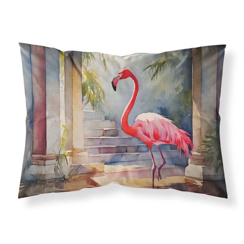 Flamingo Standard Pillowcase  Artistic Decorative Front, White Back