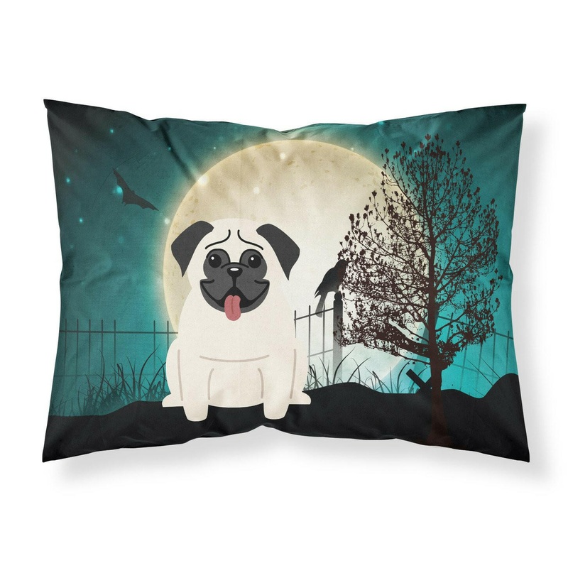 Halloween Scary Pug Cream Fabric Standard Pillowcase  Artistic Decorative Front, White Back BB2194PILLOWCASE