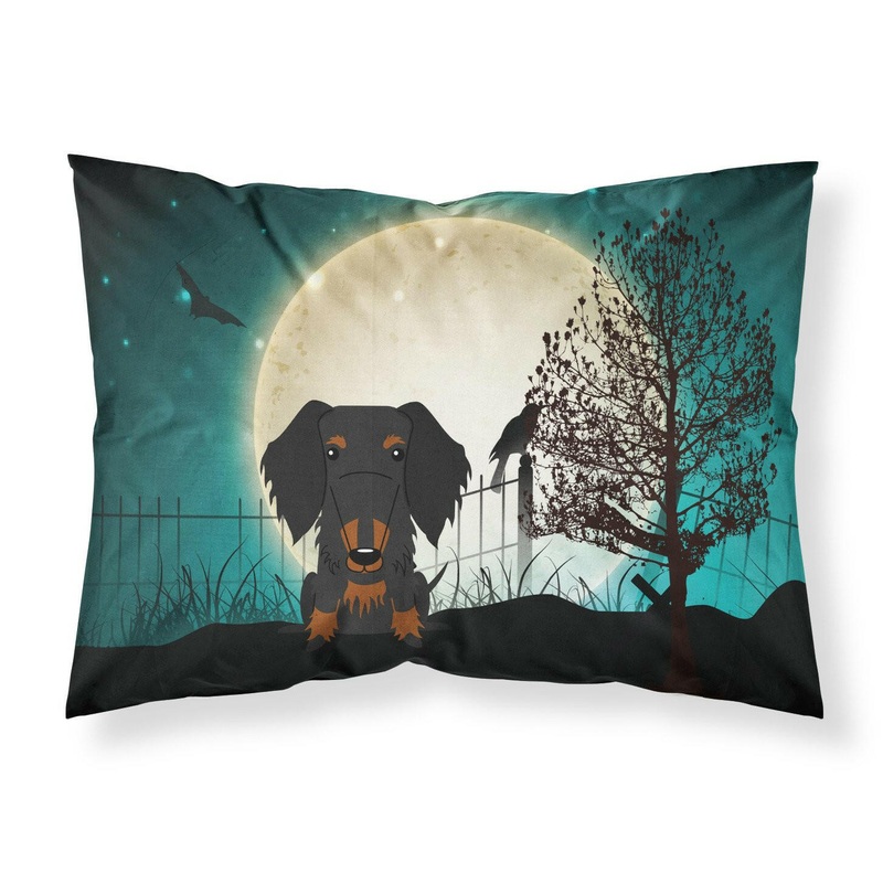 Halloween Scary Wire Haired Dachshund Black Tan Fabric Standard Pillowcase  Artistic Decorative Front, White Back BB2317PILLOWCASE