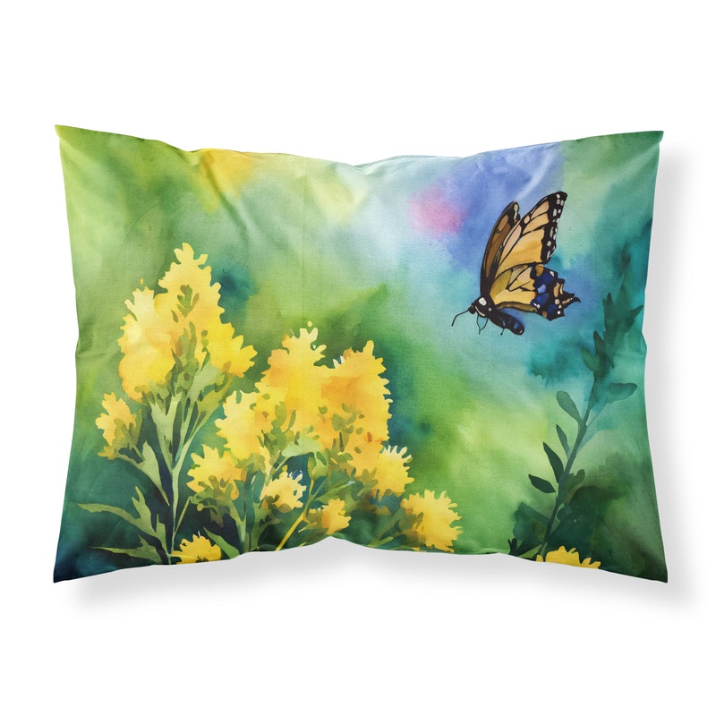 Kentucky Goldenrod in Watercolor Fabric Standard Pillowcase  Artistic Decorative Front, White Back