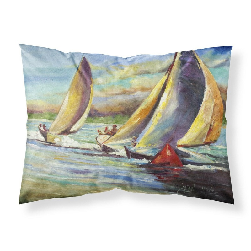 Knost Regatta Pass Christian Sailboats Fabric Standard Pillowcase  Artistic Decorative Front, White Back