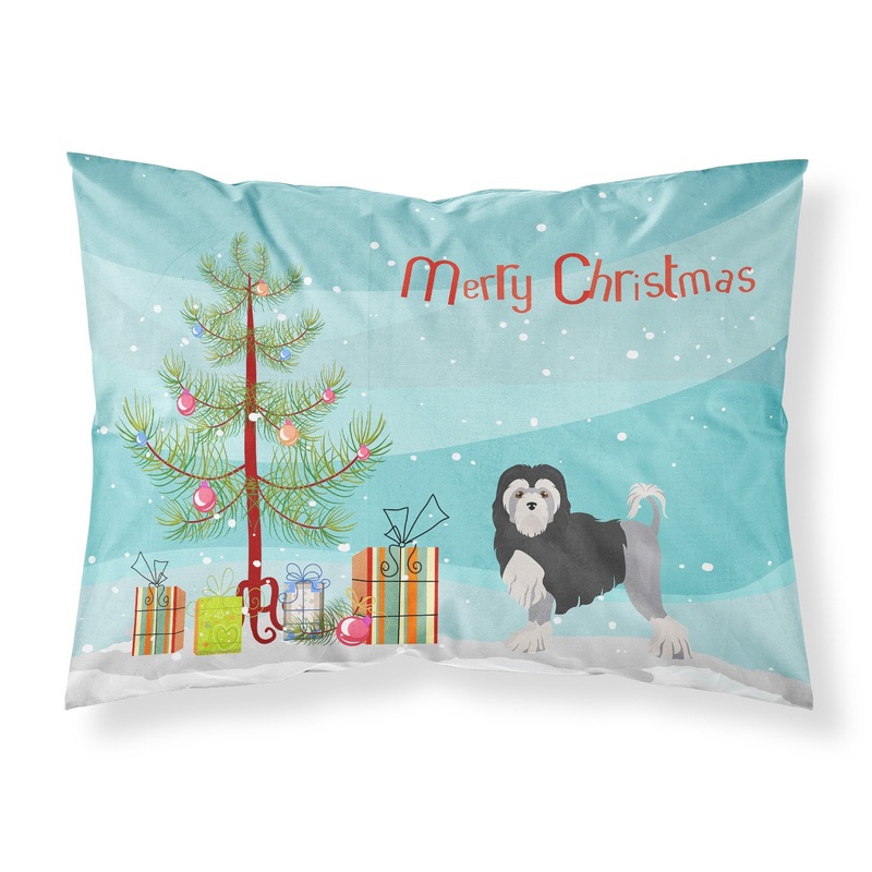 Lwchen or Little Lion Dog Christmas Tree  Standard Pillowcase  Artistic Decorative Front, White Back CK3470PILLOWCASE