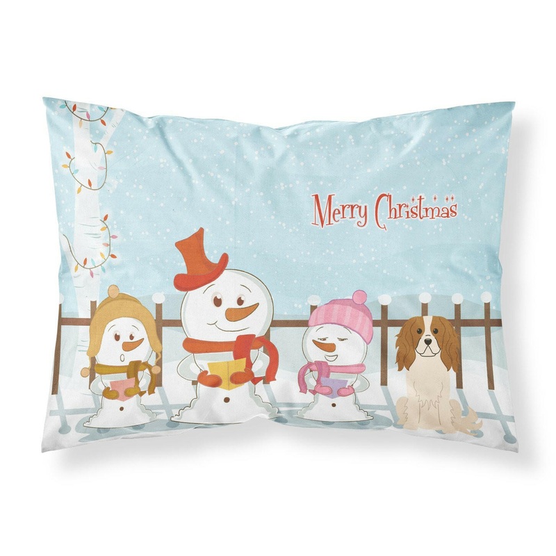 Merry Christmas Carolers Cavalier Spaniel Fabric Standard Pillowcase  Artistic Decorative Front, White Back BB2389PILLOWCASE