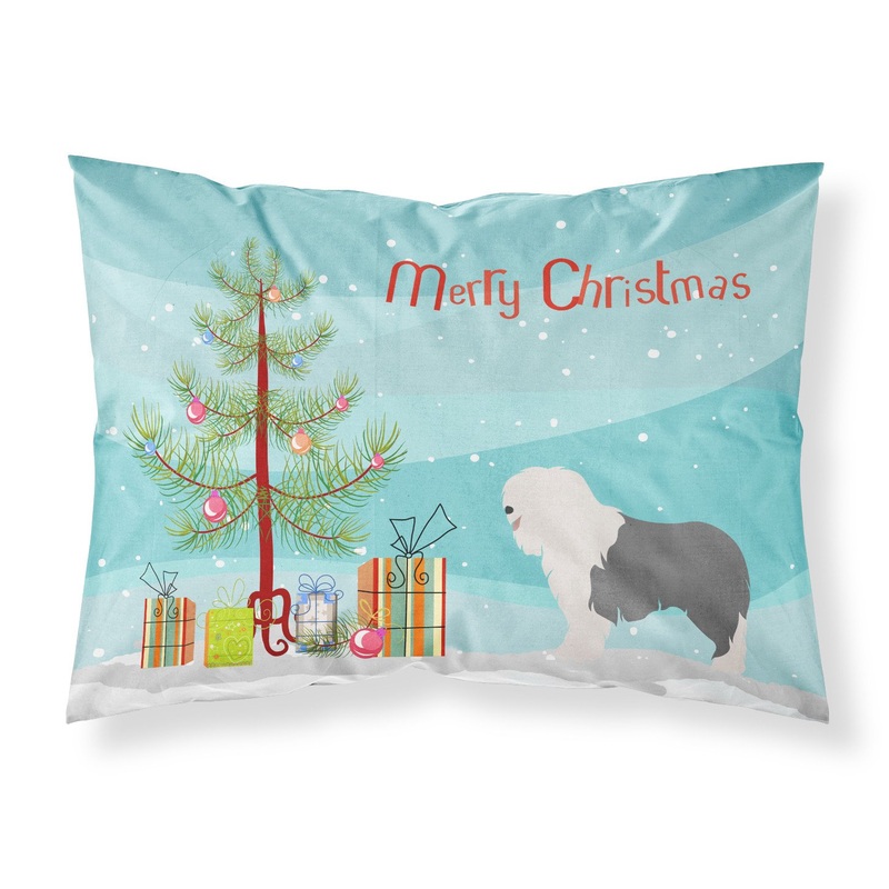 Old English Sheepdog Christmas Fabric Standard Pillowcase  Artistic Decorative Front, White Back BB8466PILLOWCASE