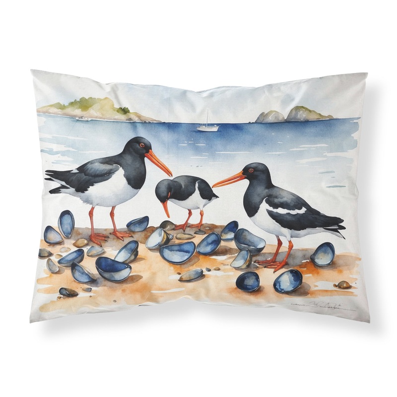 Oystercatchers Feeding Standard Pillowcase  Artistic Decorative Front, White Back