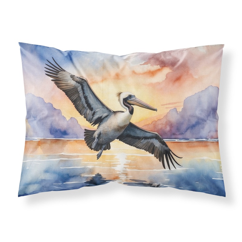 Pelican Fyling at Sunrise Standard Pillowcase  Artistic Decorative Front, White Back