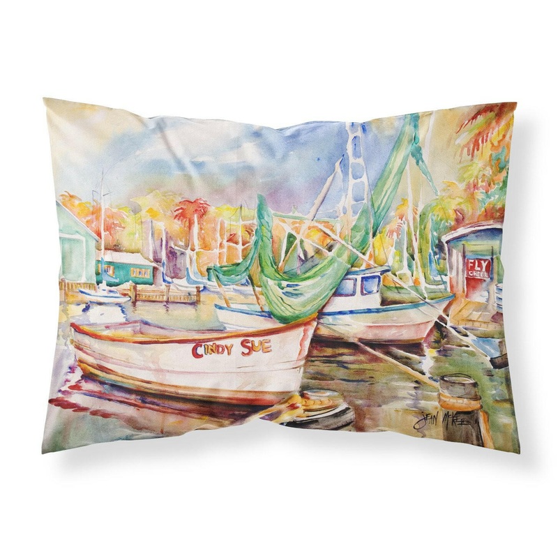 Sailboat Cindy Sue Fabric Standard Pillowcase  Artistic Decorative Front, White Back JMK1041PILLOWCASE