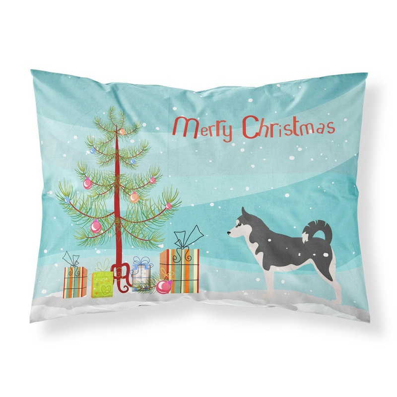 Siberian Husky Merry Christmas Tree Fabric Standard Pillowcase  Artistic Decorative Front, White Back BB2998PILLOWCASE