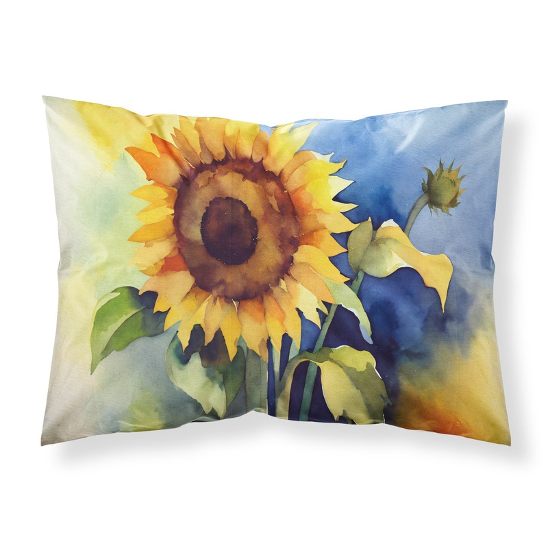 Sunflowers in Watercolor Fabric Standard Pillowcase