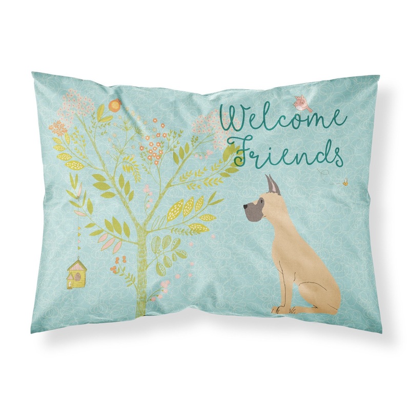 Welcome Friends Fawn Great Dane Cropped Ears Fabric Standard Pillowcase  Artistic Decorative Front, White Back BB7589PILLOWCASE