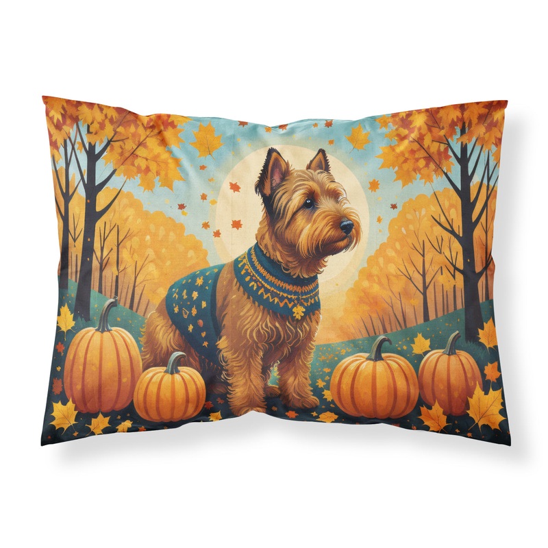 Welsh Terrier Fall Fabric Standard Pillowcase  Artistic Decorative Front, White Back