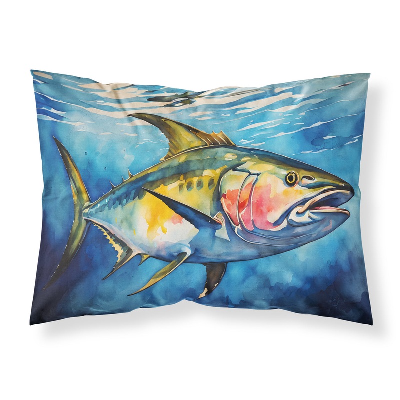 Yellowfin Tuna Standard Pillowcase  Artistic Decorative Front, White Back