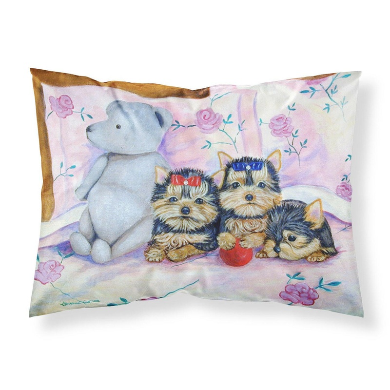 Yorkie Puppies three in a row Standard Pillowcases  Artistic Decorative Front, Crisp White Back