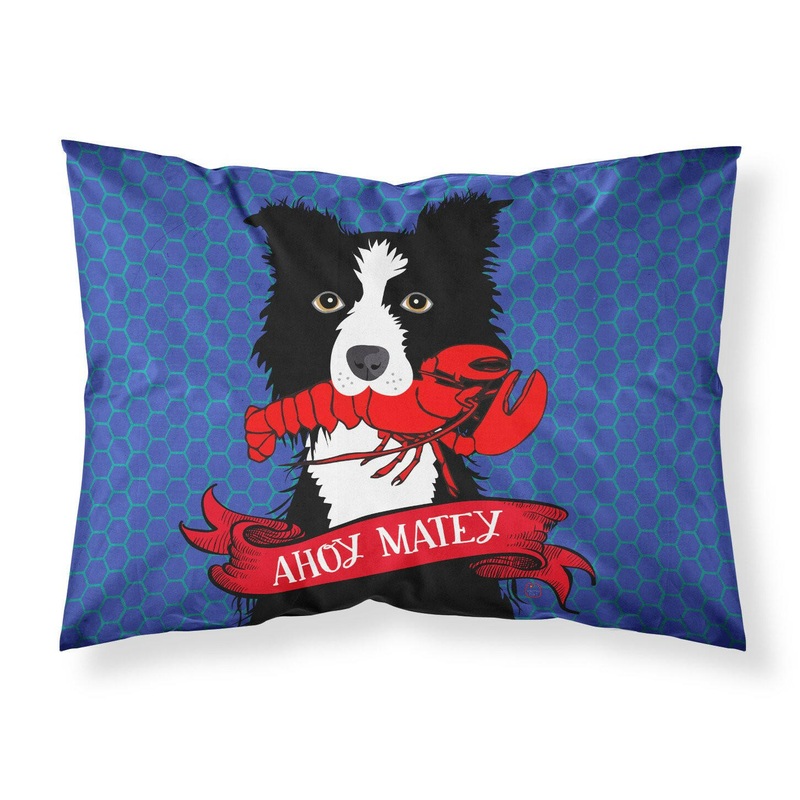 Ahoy Matey Nautical Border Collie Fabric Standard Pillowcase  Artistic Decorative Front, White Back VHA3011PILLOWCASE