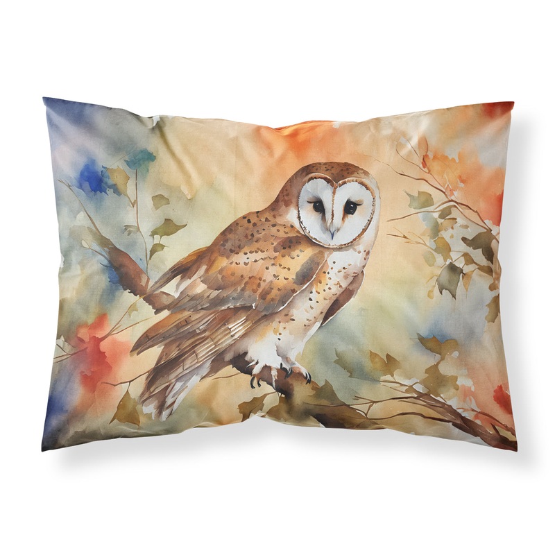 Barn Owl Standard Pillowcase  Artistic Decorative Front, White Back