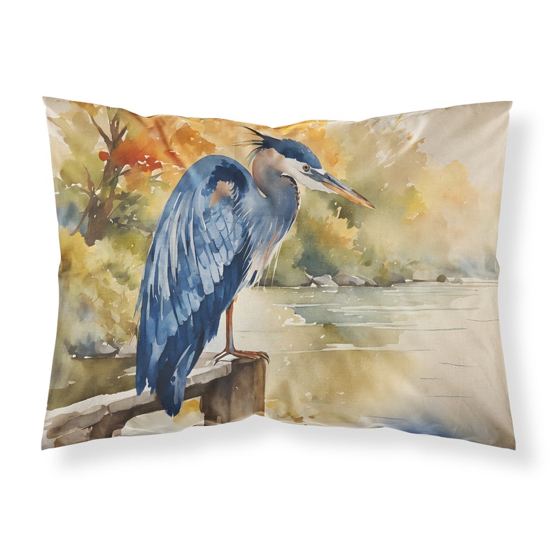 Blue Heron Standard Pillowcase  Artistic Decorative Front, White Back