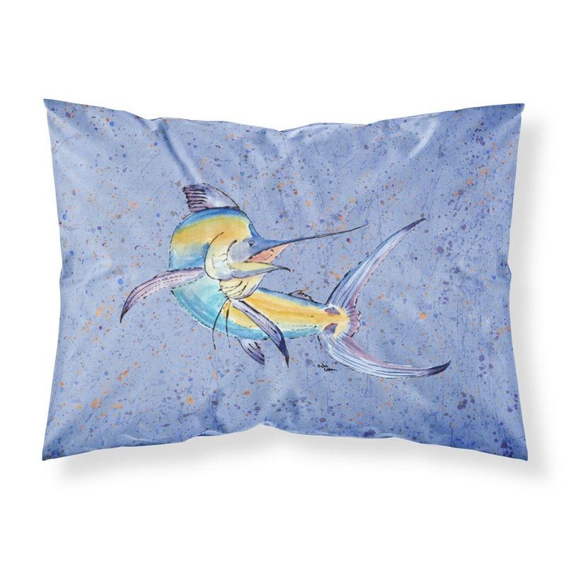 Blue Marlin Standard Pillowcases  Artistic Decorative Front, Crisp White Back