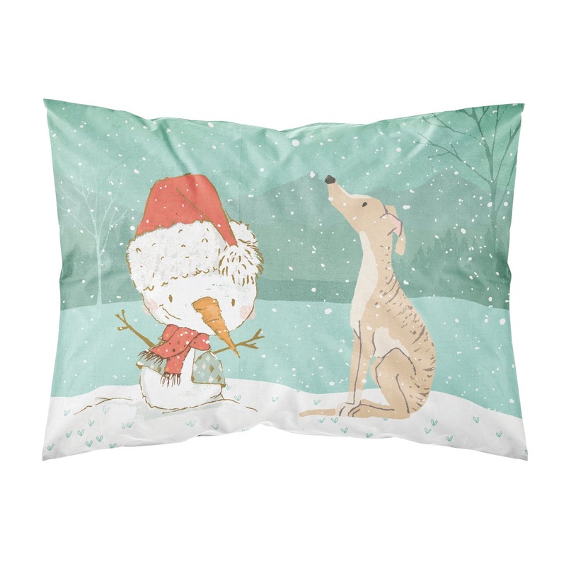 Brindle Greyhound Snowman Christmas  Standard Pillowcase  Artistic Decorative Front, White Back CK2043PILLOWCASE