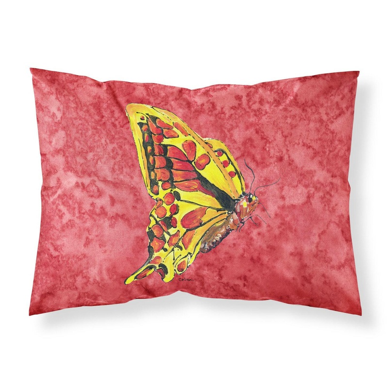 Butterfly on Red Standard Pillowcases  Artistic Decorative Front, Crisp White Back