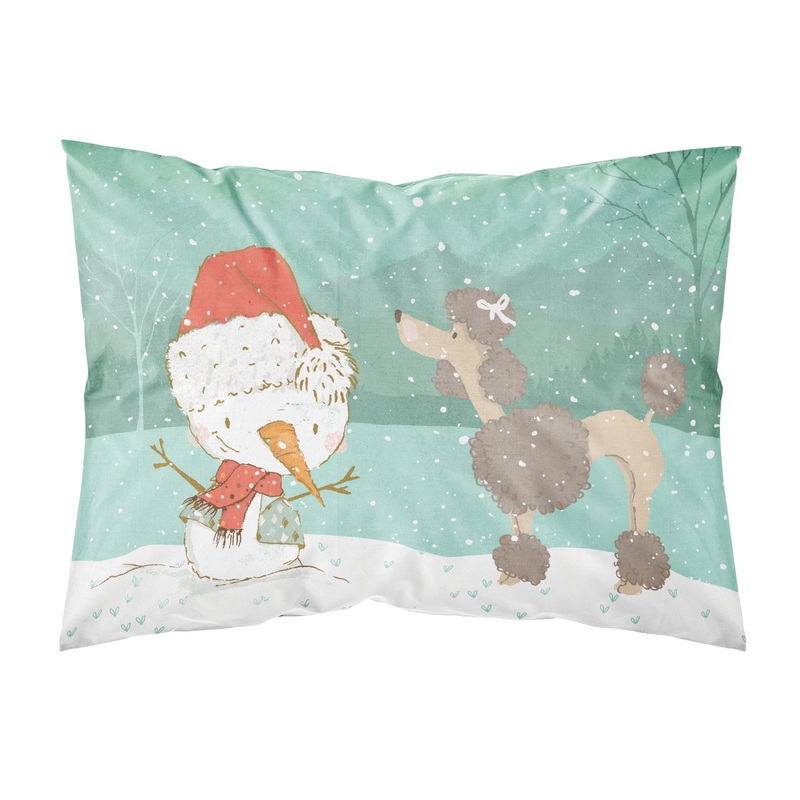 Chocolate Poodle Snowman Christmas  Standard Pillowcase  Artistic Decorative Front, White Back CK2065PILLOWCASE