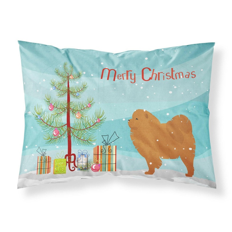 Chow Chow Merry Christmas Tree Fabric Standard Pillowcase  Artistic Decorative Front, White Back BB2969PILLOWCASE