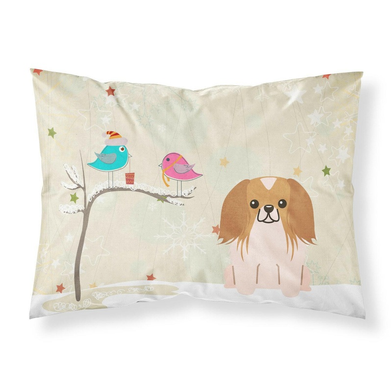 Christmas Presents between Friends Pekingnese Red White Fabric Standard Pillowcase  Artistic Decorative Front, White Back BB2575PILLOWCASE