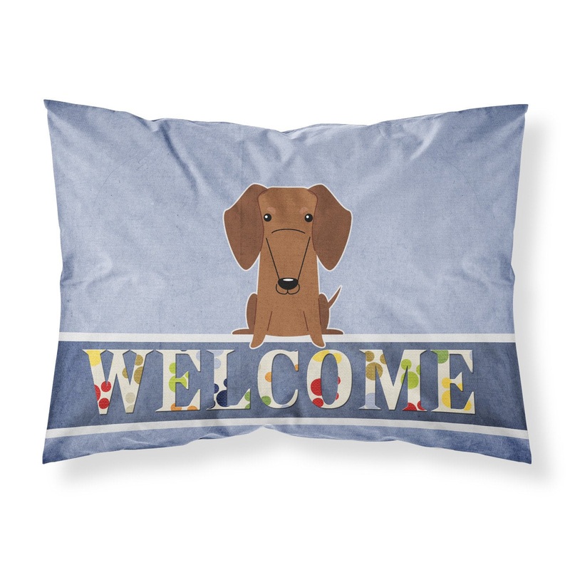 Dachshund Red Brown Welcome Fabric Standard Pillowcase  Artistic Decorative Front, White Back BB5711PILLOWCASE