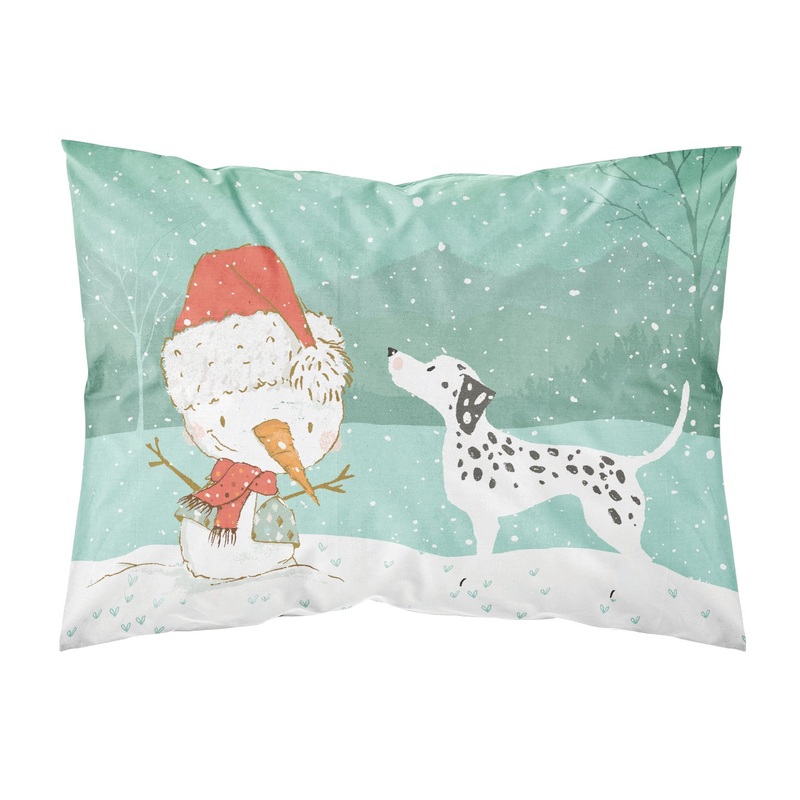 Dalmatian and Snowman Christmas  Standard Pillowcase  Artistic Decorative Front, White Back CK2037PILLOWCASE