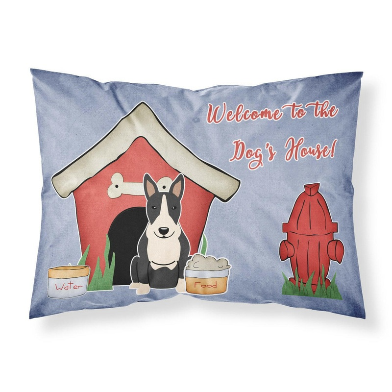 Dog House Collection Bull Terrier Black White Fabric Standard Pillowcase  Artistic Decorative Front, White Back BB2887PILLOWCASE