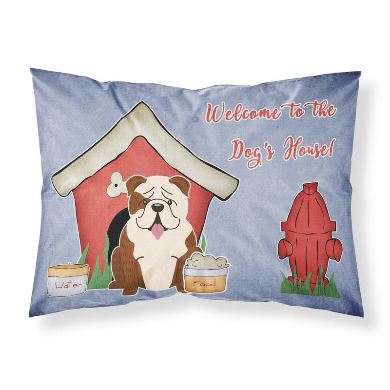 Dog House Collection English Bulldog Brindle White Fabric Standard Pillowcase  Artistic Decorative Front, White Back BB2875PILLOWCASE
