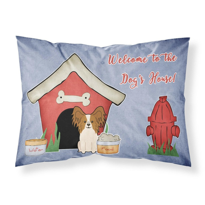Dog House Collection Papillon Red White Fabric Standard Pillowcase  Artistic Decorative Front, White Back BB2832PILLOWCASE