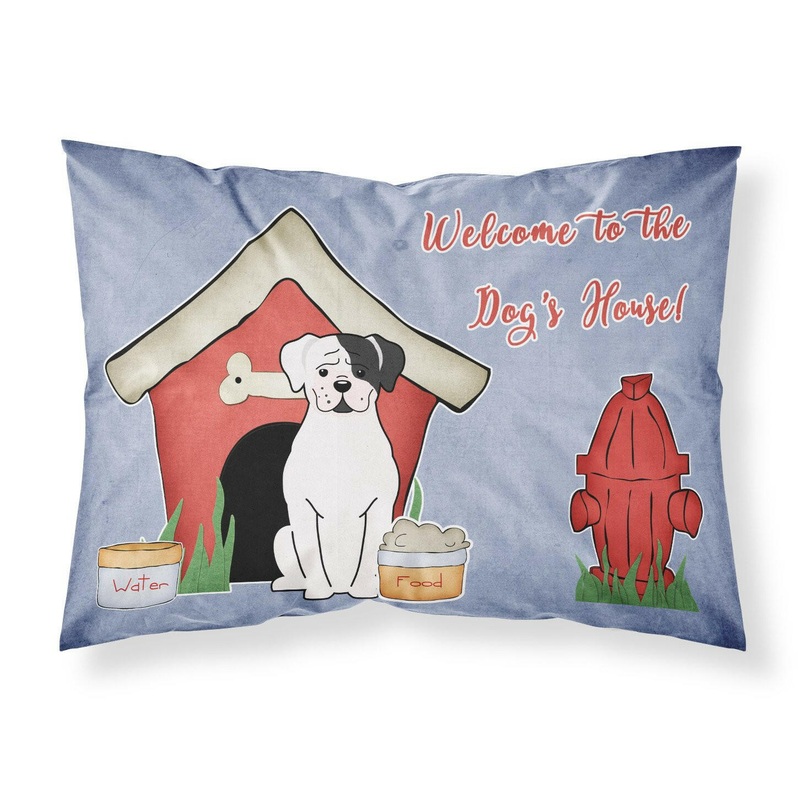 Dog House Collection White Boxer Cooper Fabric Standard Pillowcase  Artistic Decorative Front, White Back BB2868PILLOWCASE