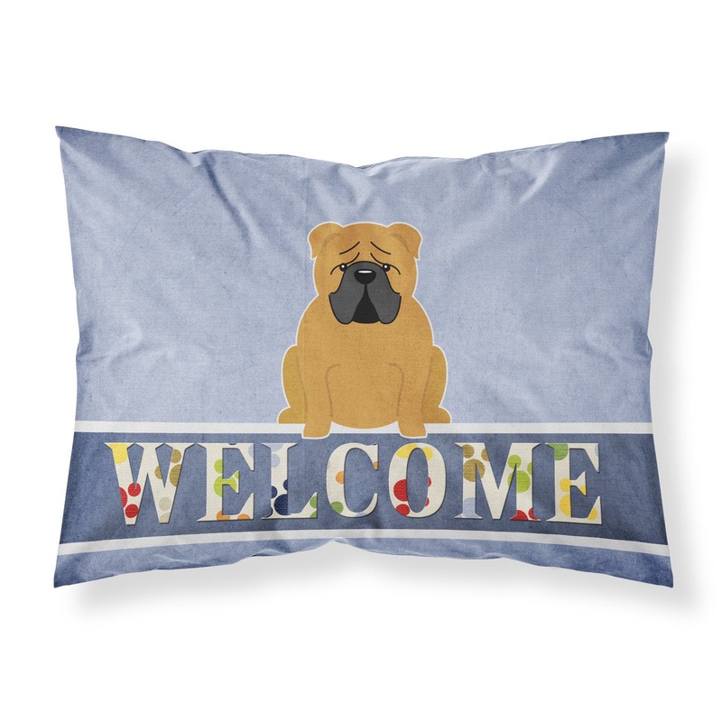English Bulldog Red Welcome Fabric Standard Pillowcase  Artistic Decorative Front, White Back BB5703PILLOWCASE