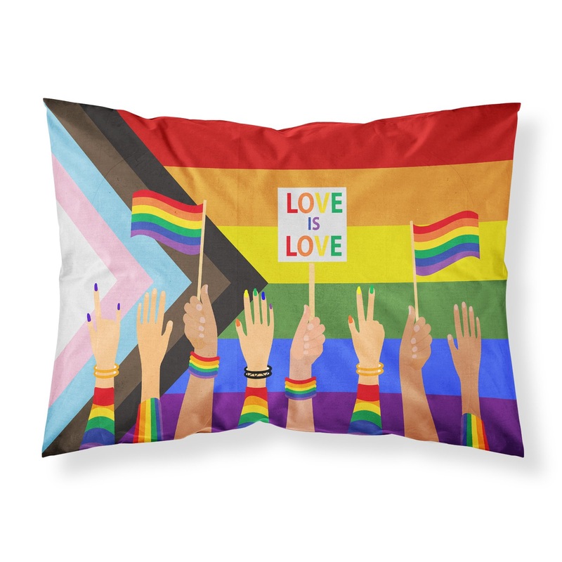Gay Pride Parade Progress Pride Fabric Standard Pillowcase  Artistic Decorative Front, White Back