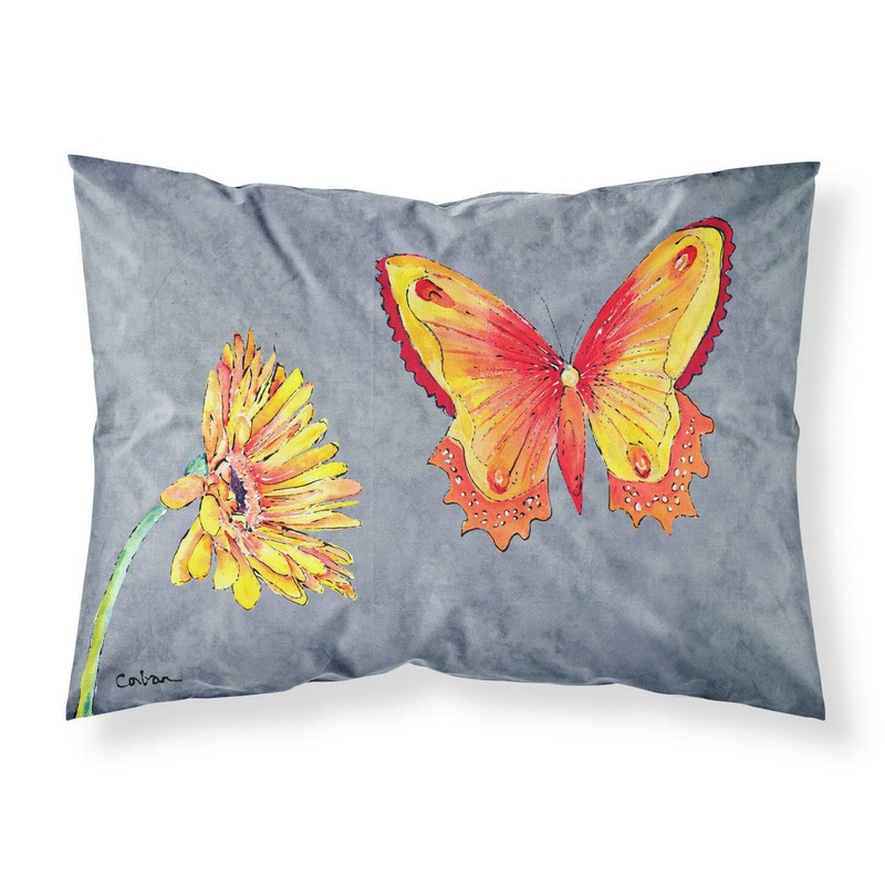 Gerber Daisy and Buttefly Standard Pillowcases  Artistic Decorative Front, Crisp White Back