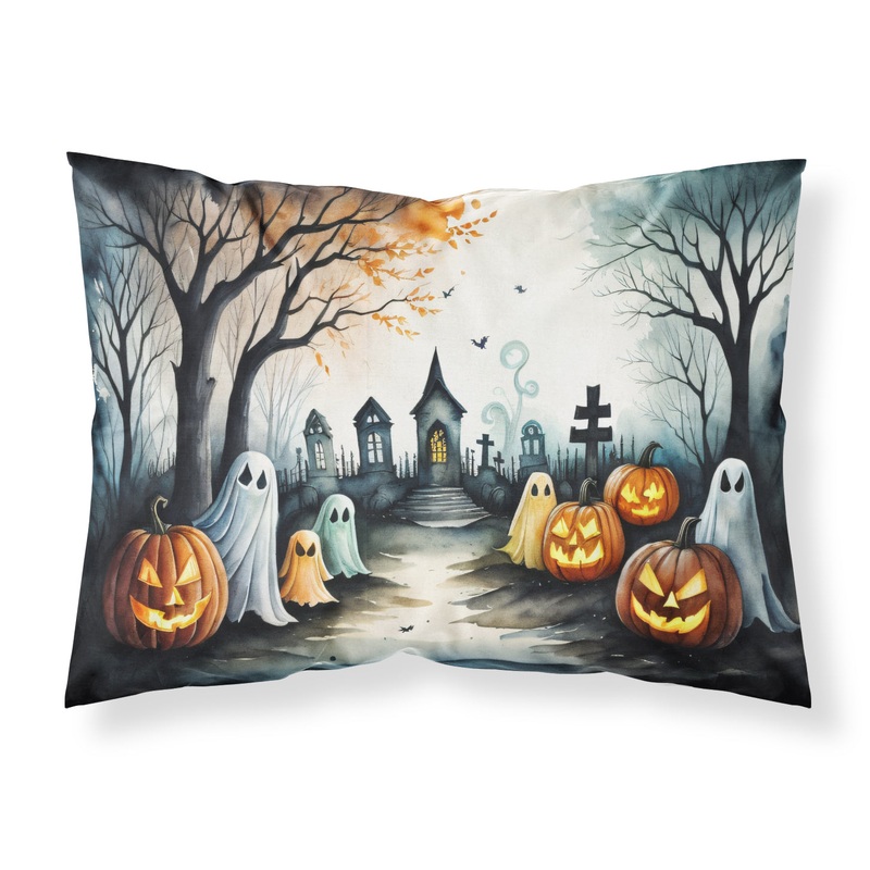 Ghosts Spooky Halloween Fabric Standard Pillowcase  Artistic Decorative Front, White Back