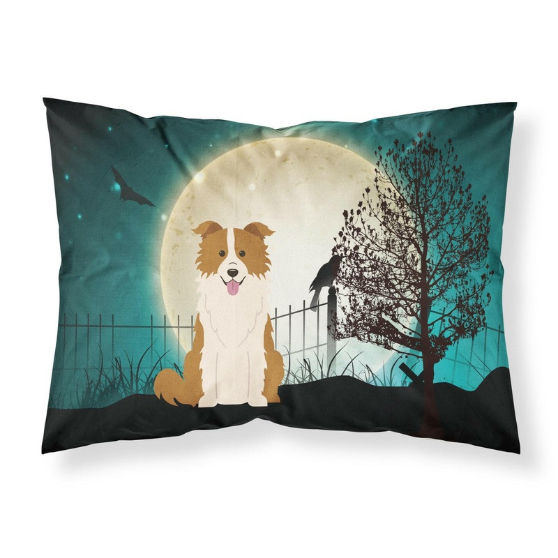 Halloween Scary Border Collie Red White Fabric Standard Pillowcase  Artistic Decorative Front, White Back BB2309PILLOWCASE
