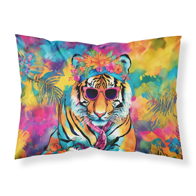 Hippie Animal Bengal Tiger Standard Pillowcase  Artistic Decorative Front, White Back