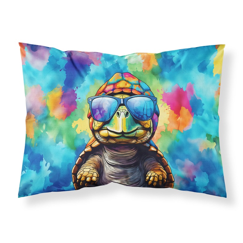 Hippie Animal Tortoise Turtle Standard Pillowcase  Artistic Decorative Front, White Back
